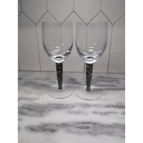 Denby Handmade Red Wine Glasses Set, Jet Black Confetti Stems, Set of 2, Elegant - Picture 2 of 9